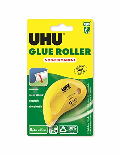 Uhu 50520 - Dispenser Di Nastro Adesivo Dry&Clean Non Permanente, 8,5 M X 6,5 Mm