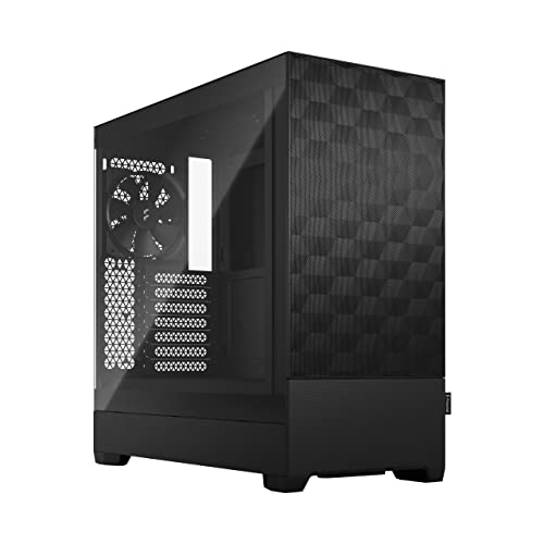 Fractal Design Pop Air Black - Tempered Glass Clear Tint - Honeycomb Mesh Front – Tg Side Panel - Three 120 Mm Aspect 12 Fans Included – Atx High Airf