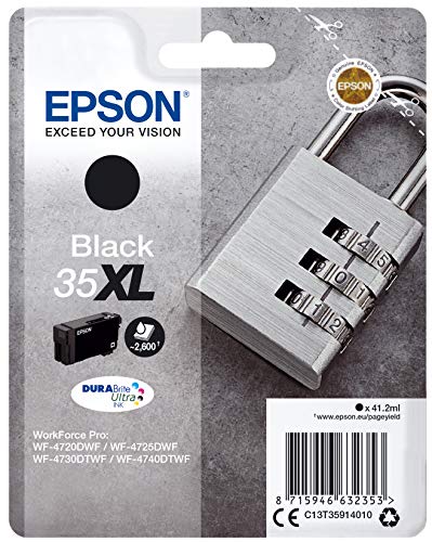 Epson 35 Serie Lucchetto, Cartuccia Originale Getto D'Inchiostro Durabrite Ultra, Formato Xl, Nero