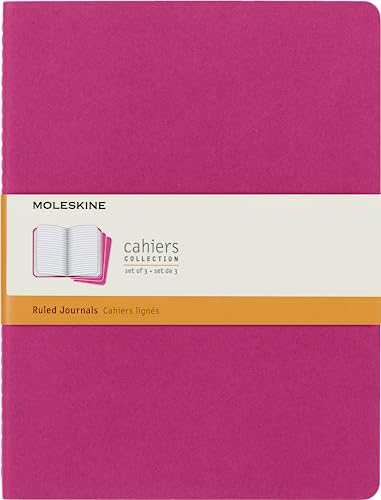 Moleskine Cahier Journal - Set 3 Quaderni Con Pagina A Righe, Extra Large, Rosa (Cinetico)