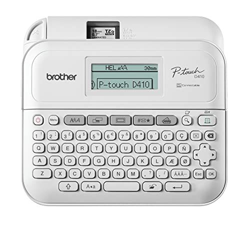 Brother Pt-D410 Etichettatrice Per Casa E Ufficio, Fino A 18 Mm, Velocità Di Stampa Fino A 20 Mm/Sec