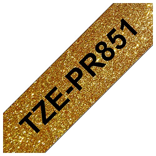 Brother Tze-Pr851 - Nastro Laminato, 24 Mm, Lunghezza 8 M, Oro/Nero Glitter
