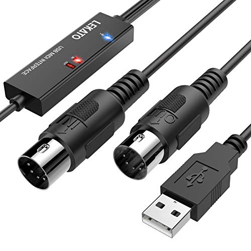 Lekato Cavo Midi, Adattatore Midi Usb Con Indicatore Luminoso Interfaccia Midi A 5 Pin Convertitore Ingresso-Uscita Midi Da 6,5 Piedi Da Tastiera A Pc