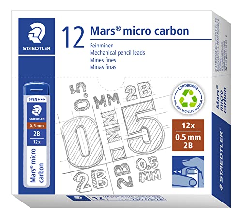 Staedtler 250 05-2B Mina Sottile Micro, 0.5 Mm 2B, 12 Pezzi