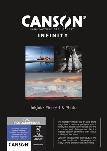 Canson Infinity Rag Photographique Scatola 25 Fogli A4 210 Grammi