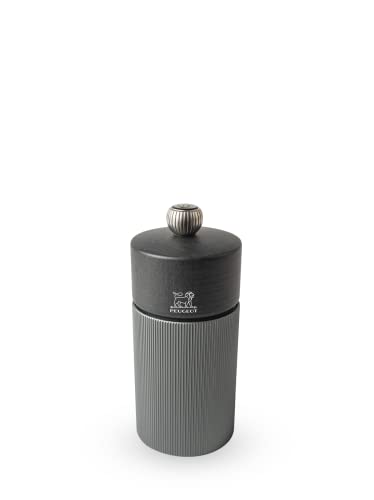 Peugeot - Macinapepe Line 12 Cm + Pepe Nero - Regolazione Classica Della Macinatura - Alluminio E Legno Con Sigillo Pefc - Colore Carbonio