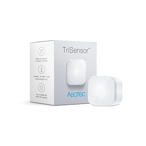 Aeotec Zwa005-C Trisensor, Z-Wave Plus S2 Movimento, Temperatura, Sensore Di Luce, 3-In 1 Sistema Di Sicurezza Domotica, Batteria Caricata, 4.5 W, 3 V
