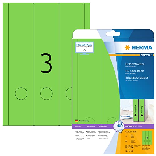 Herma 5139 Rettangolo Con Angoli Arrotondati Permanente Verde 60Pezzo(I) Etichetta Autoadesiva