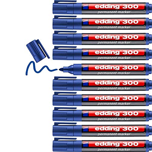 Edding E-300 Marcatore Permanente, Blu, Confezione Da 10 Pezzi