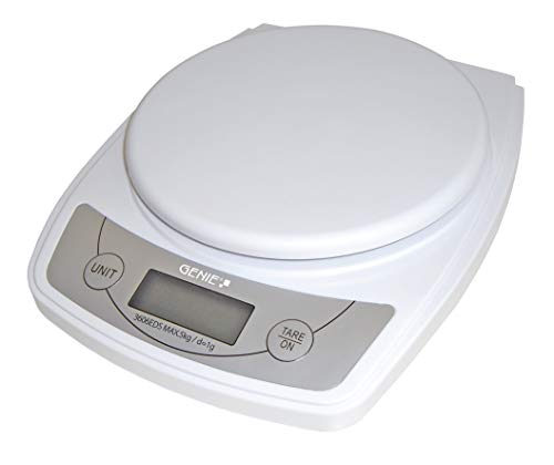 Genie 3606 Eds - Bilancia Digitale Per Lettere O Cucina Da 1 G Fino 5000 G, In Plastica Rigida, Display Lcd, Bianco