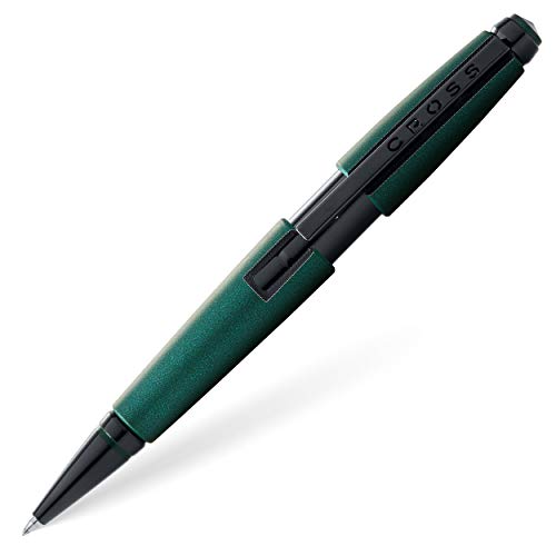 Cross Edge Rollerball (Tratto M, Colore Inchiostro: Nero, Ricaricabile, Con Confezione Regalo Premium), Verde Opaco, 1 Pezzo (Confezione Da 1)