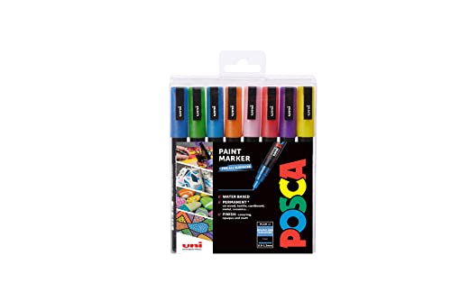 Posca 153544857 Set Marcatore A Tempera A Base D'Acqua, 1.5 Mm, 8 Pezzi