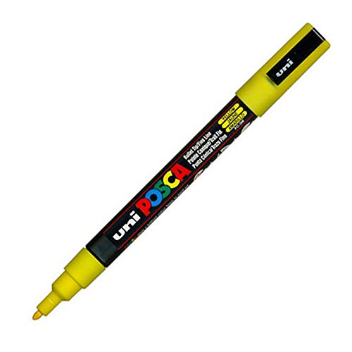 Uni-Ball Marcatore Pte Conico Sottile Posca Pc3M 0,9-1,3Mm Giallo