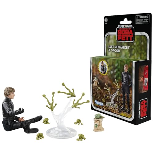 Star Wars: The Book Of Boba Fett Vintage Collection - Statuette Di Luke Skywalker & Grogu, 10 Cm