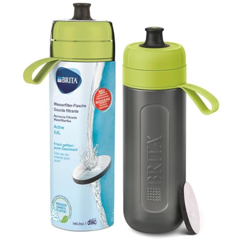 Brita Filtro D' Acqua Bottiglia, Polipropilene/Ldpe/Silicone, Limone, 7.5 X 7.5 X 23 Cm