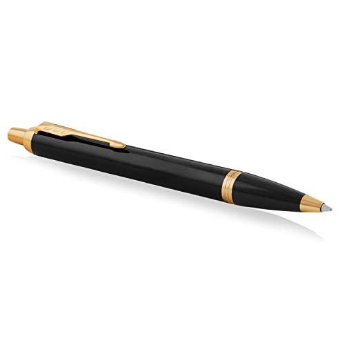 Parker 1931666 Im Penna A Sfera, Punta Media E Ricarica Di Inchiostro Blu, Black Lacquer Golden Trim