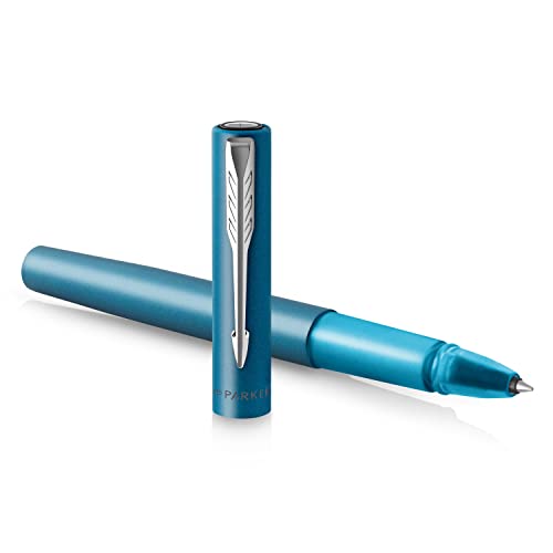Parker Penna Roller Vector Xl | Laccatura Teal Metallizzato Su Ottone | Punta Sottile Con Ricarica Di Inchiostro Nero | Confezione Regalo