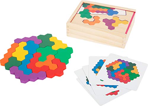 Small Foot 11729 Gioco Didattico Esagono, Puzzle Per Le Forme In Legno, Promozione Del Riconoscimento Toys