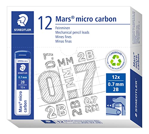 Staedtler 250 07-2B Mina Sottile Micro, 0.7 Mm 2B, 12 Pezzi