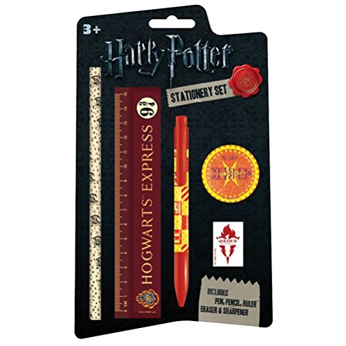 Set Di Cancelleria Harry Potter, Con Penna, Matita, Righello, Temperamatite E Gomma Per Cancellare