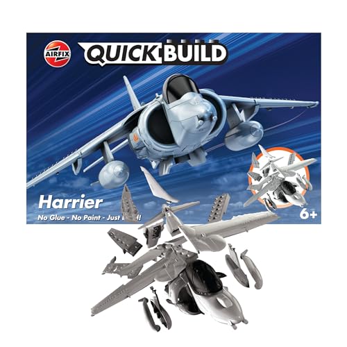 Airfix- Jet Quickbuild Harrier, Colore Grey, J6009