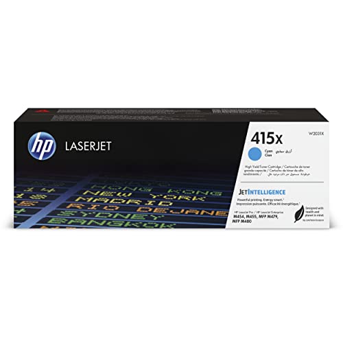Hp 415X W2031X, Cartuccia Toner Originale Hp Da 6000 Pagine, Compatibile Con Le Stampanti Hp Laserjet M453, M455, Mfp M479, Mfp M480, Ciano