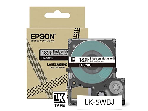 Epson Labelworks Lk-5Wbj Cartuccia A Nastro Per Etichettatura Compatibile Con Epson Labelworks Lw-C610 E Lw-C410 Bianco Opaco/Nero 18Mm