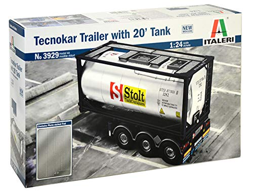 Italeri 3929 Tecnokar Trailer With 20' Tank Model Kit Rimorchio Camion Plastica Scala 1:24