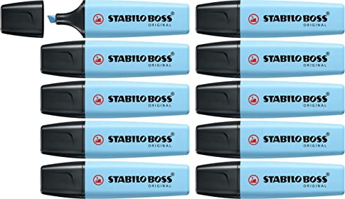 Evidenziatore - Stabilo Boss Original Pastel - Confezione Da 10 - Azzurro Cielo