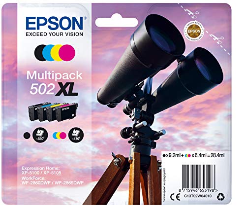 Epson 502 Serie Binocolo, Cartuccia Originale Getto D'Inchiostro, Formato Mixed, Multipack 4 Colori