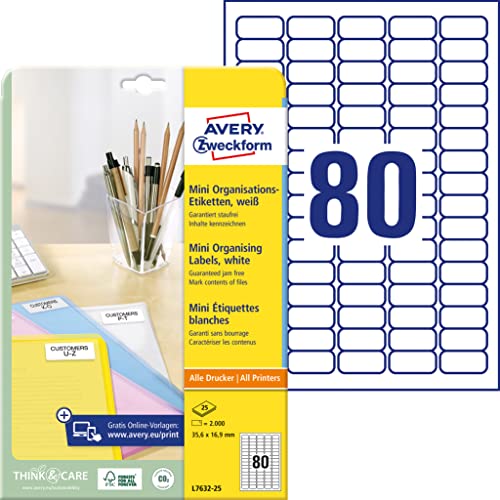 Avery Zweckform-Etichette, 35,6 X 16,9 Mm, Colore: Bianco