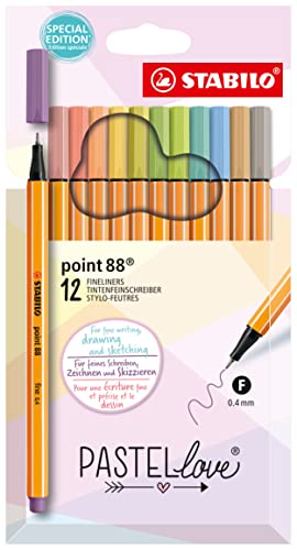 Fineliner - Stabilo Point 88 - Pastellove Set - Astuccio Da 12 - Colori Assortiti