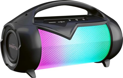 Bigben Interactive Party Lite Speaker Con Effetti Luminosi Resistente Agli Schizzi D'Acqua, Nero