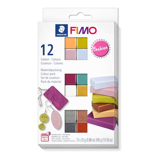 Staedtler- Pasta Modellante Fimo Soft, Confezione Da 12 Assortiti, 12 X 25 G In Colori Alla Moda, Fashion Halbblöcke, 8023 C12-5