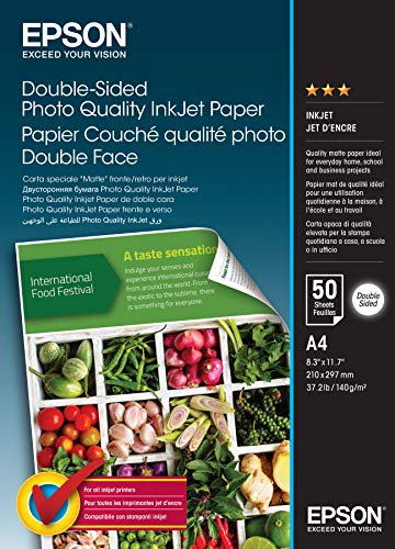 Epson Double-Sided Photo Quality Inkjet Papermatea4 (210 X 297 Mm)140 G/M50 Hoja(S) Papel Fotogrfico Brillantepara Ecotank Et-16