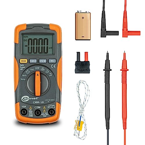 Sonel Cmm-10 Mutimetro Digitale Professionale Tester, Tester Elettricista Tensione Ac/Dc 600V Resistenza/Capacita/Frequenza/Ciclo Di Lavoro/Temperaetu