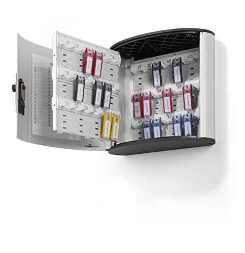 Durable 197723 - Key Box Code 54, Cassetta Portachiavi Con Combinazione, 302 X 280 X 118 Mm, Capacità 54 Chiavi, Argento Metallizzato