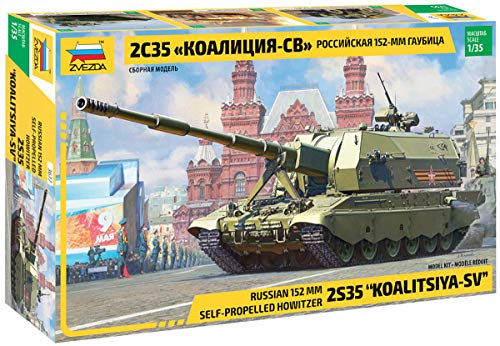 Zvezda Zs3677 Modellino Veicolo Da Guerra In Plastica Da Montare, Koalitsiya-Sv Russian S.P.G., Scala 1:35