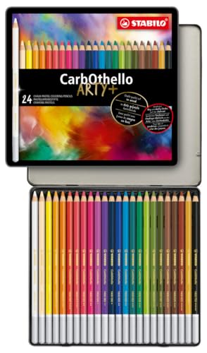 Matita Colorata Premium - Stabilo Carbothello - Scatola In Metallo Da 24 - Colori Assortiti