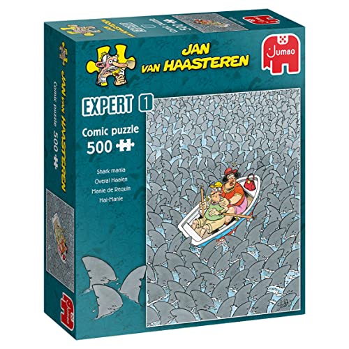 Jumbo- Shark Mania (500 Pieces) Puzzle Jigsaw, Multicolore, 20089