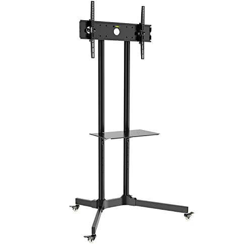 Techly 309982 Carrello Supporto Pavimento Porta Tv Lcd/Led/Plasma 30"-65" Mensola Nero