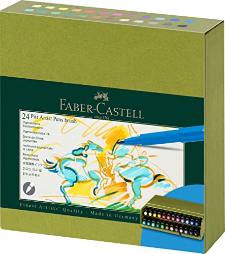 Faber-Castell 167191 - Pennello Pitt Artist Pen, Confezione Da 24 Pezzi, Set Di Penne A Pennello
