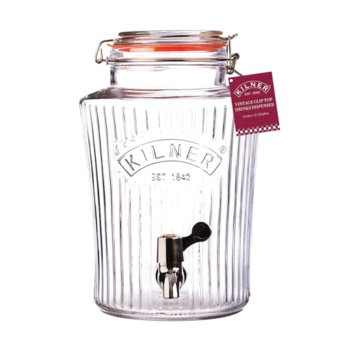 Kilner - Dispenser Per Bevande, Stile Vintage, Colore: Trasparente, 19 X 25 X 30 Cm, 5 Litri