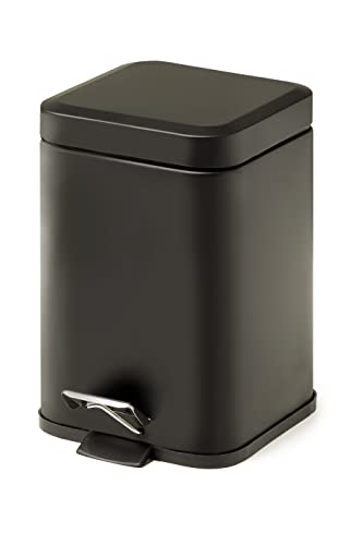 Gedy | Argenta Cestino Bagno Quadrato In Acciaio Inox, Finitura Nera, Capacità 3 Litri, Dimensioni 16, 5 X 21,5 X 25 Cm E Peso 0,76 Kg