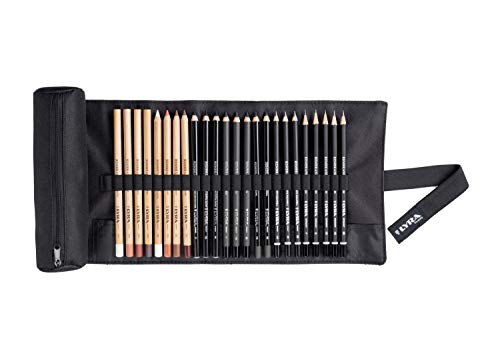 Lyra Rembrandt Sketching Roll 24 Matite Assortite Rotolo In Tessuto Con Velcro E Astuccio Estraibile Per Accessori