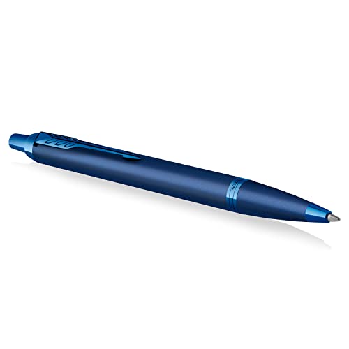 Parker Im - Penna A Sfera Monocromatica, Finitura Blu E Rifiniture | Punta Media Con Inchiostro Blu, Confezione Regalo