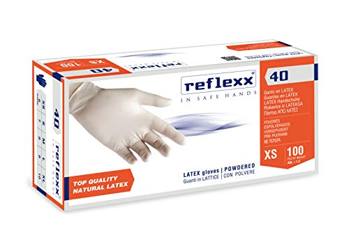 Reflexx R40, Guanti In Lattice Con Polvere Gr. 5.4, 100 Pezzi, Bianco