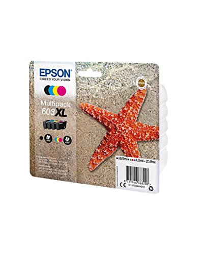 Epson Serie 603Xl Stella Marina - Cartucce Originali Per Stampante Getto D'Inchiostro, Multipack 4 Colori (Nero, Ciano, Magenta, Giallo) Xl, Stampa Fi