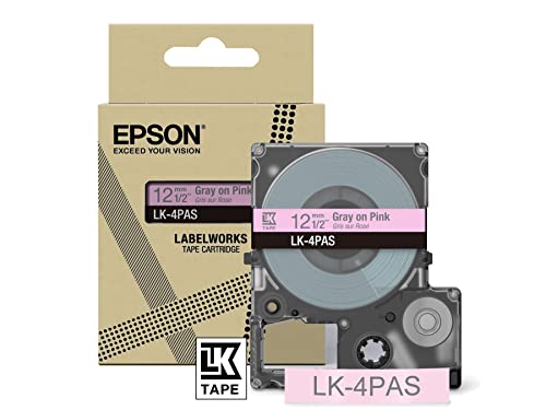 Epson Labelworks Lk-4Pas Cartuccia A Nastro Per Etichettatura Compatibile Con Epson Labelworks Lw-C610 E Lw-C410 Rosa Tenue/Grigio 12Mm