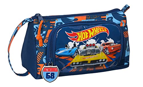 Astuccio Scuola Hot Wheels Speed Club Arancio Blu Marino (20 X 11 X 8.5 Cm)